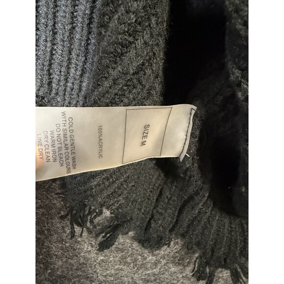 Manière De Voir Black Distressed Knit Zip Up Hoodie Cardigan Size M Streetwear - Picture 7 of 8